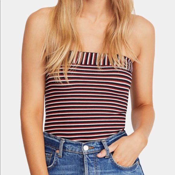 Free People Striped Strapless Top. Small. - Picture 2 of 5